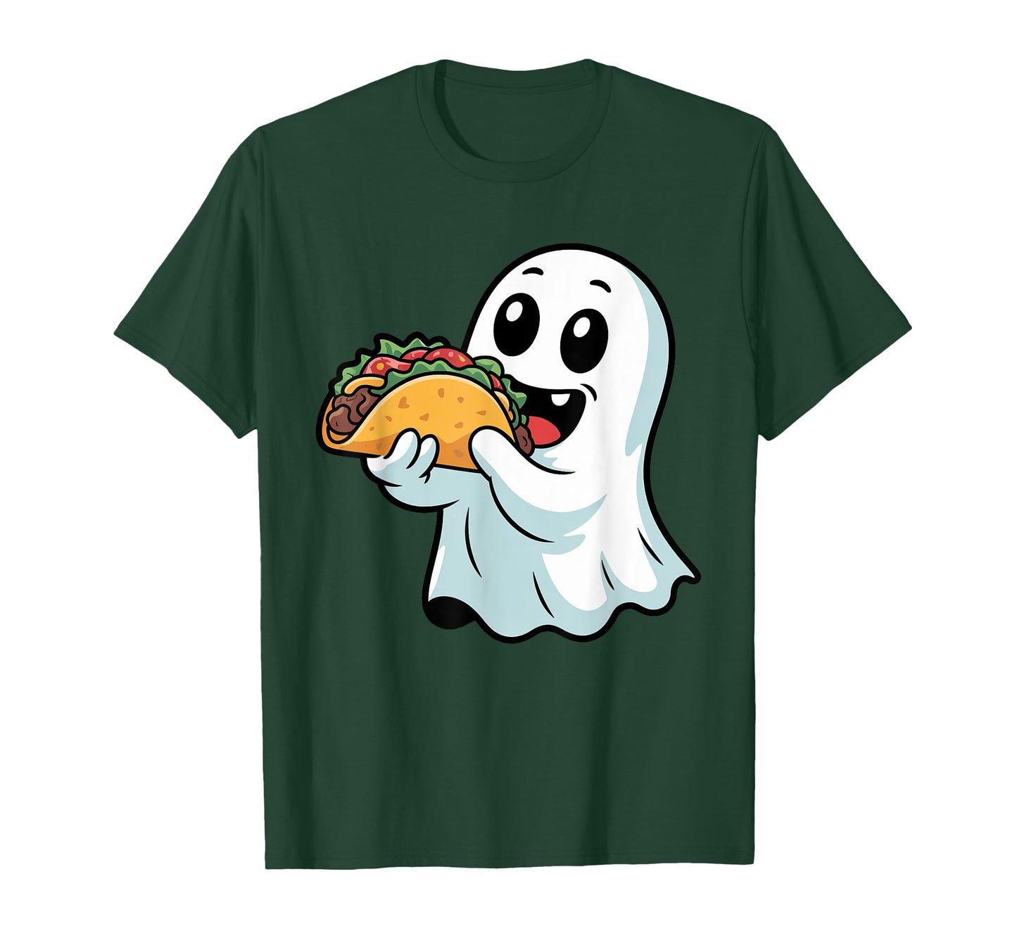 Halloween Boo Ghost Eating Tacos Kids Boys Trick or Treat T-Shirt