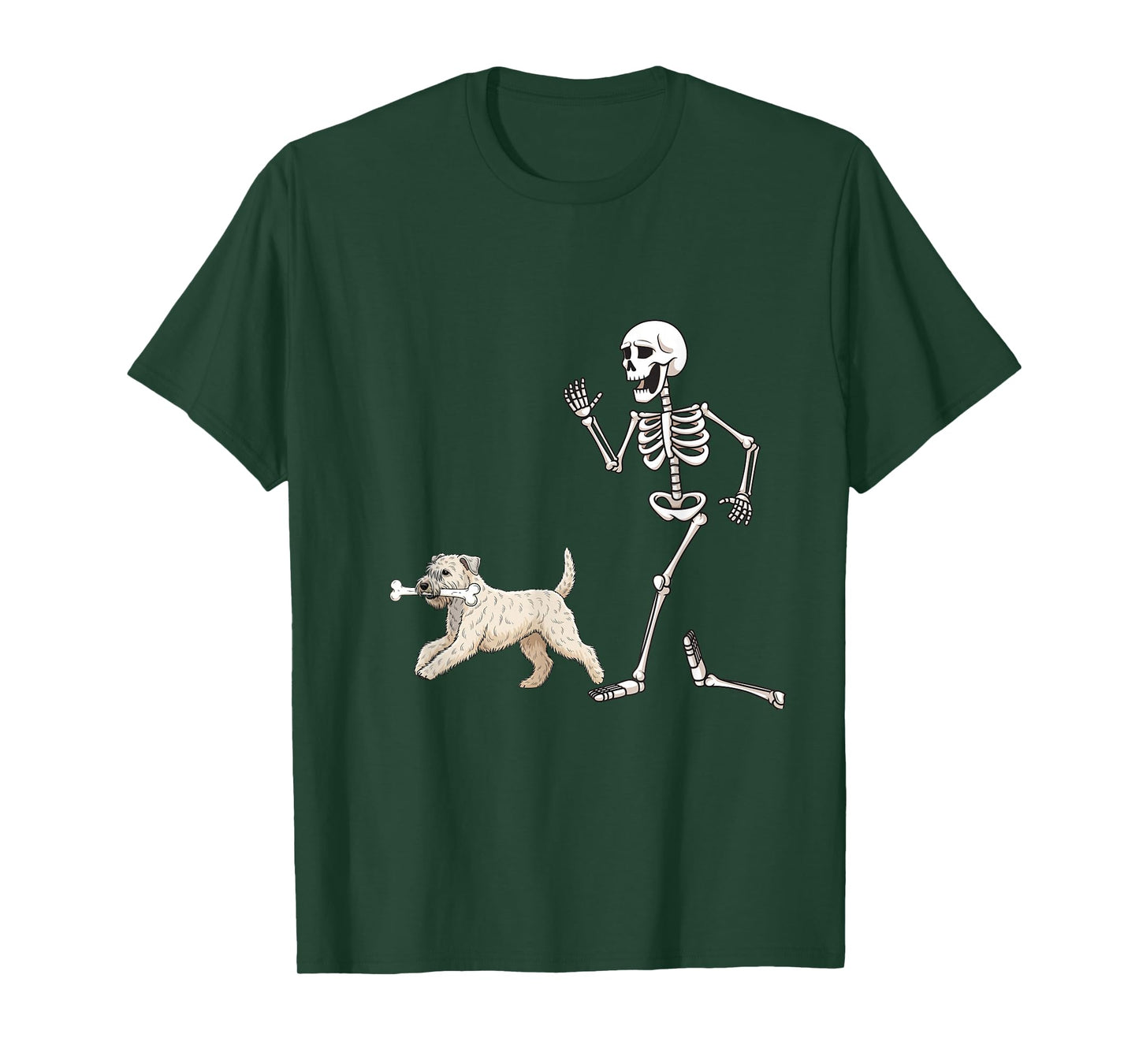 Funny Halloween Soft Coated Wheaten Terrier and Skeleton T-Shirt
