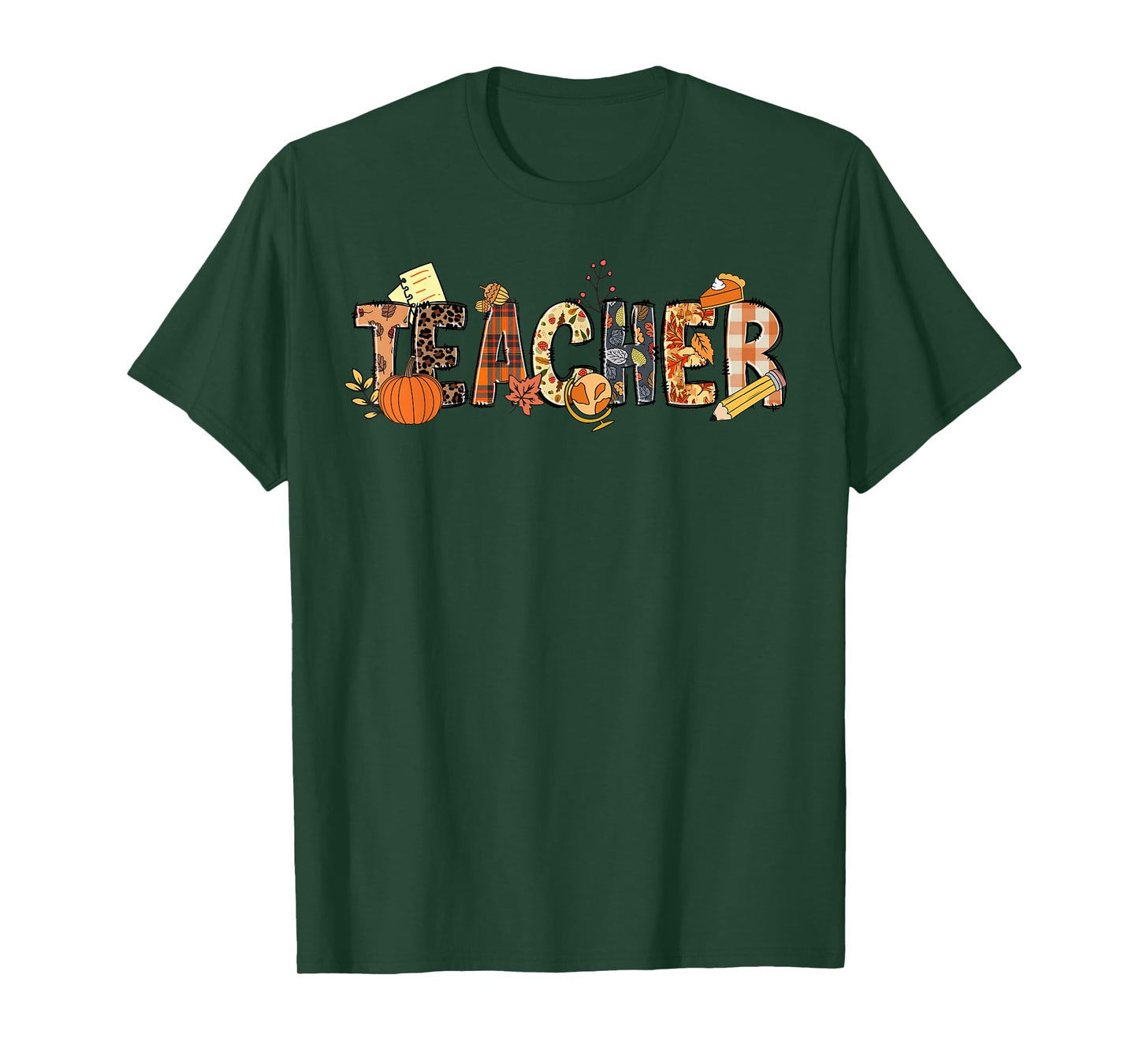 Teacher Thanksgiving Women Autumn Fall Halloween Pumpkin Tee T-Shirt