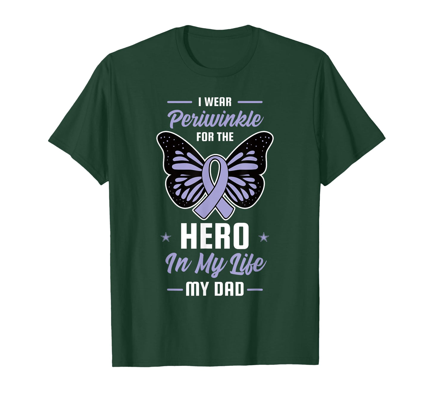 Stomach Cancer Awareness Periwinkle Ribbon Hero Dad Gift T-Shirt