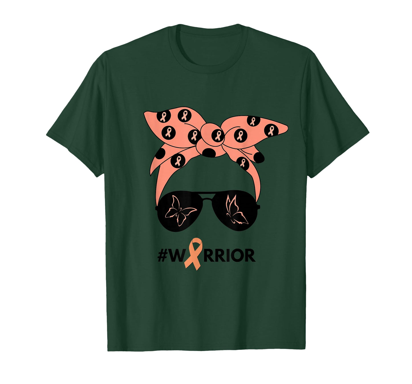 Peach Ribbon Uterine Endometrial Cancer Warrior Bandana T-Shirt
