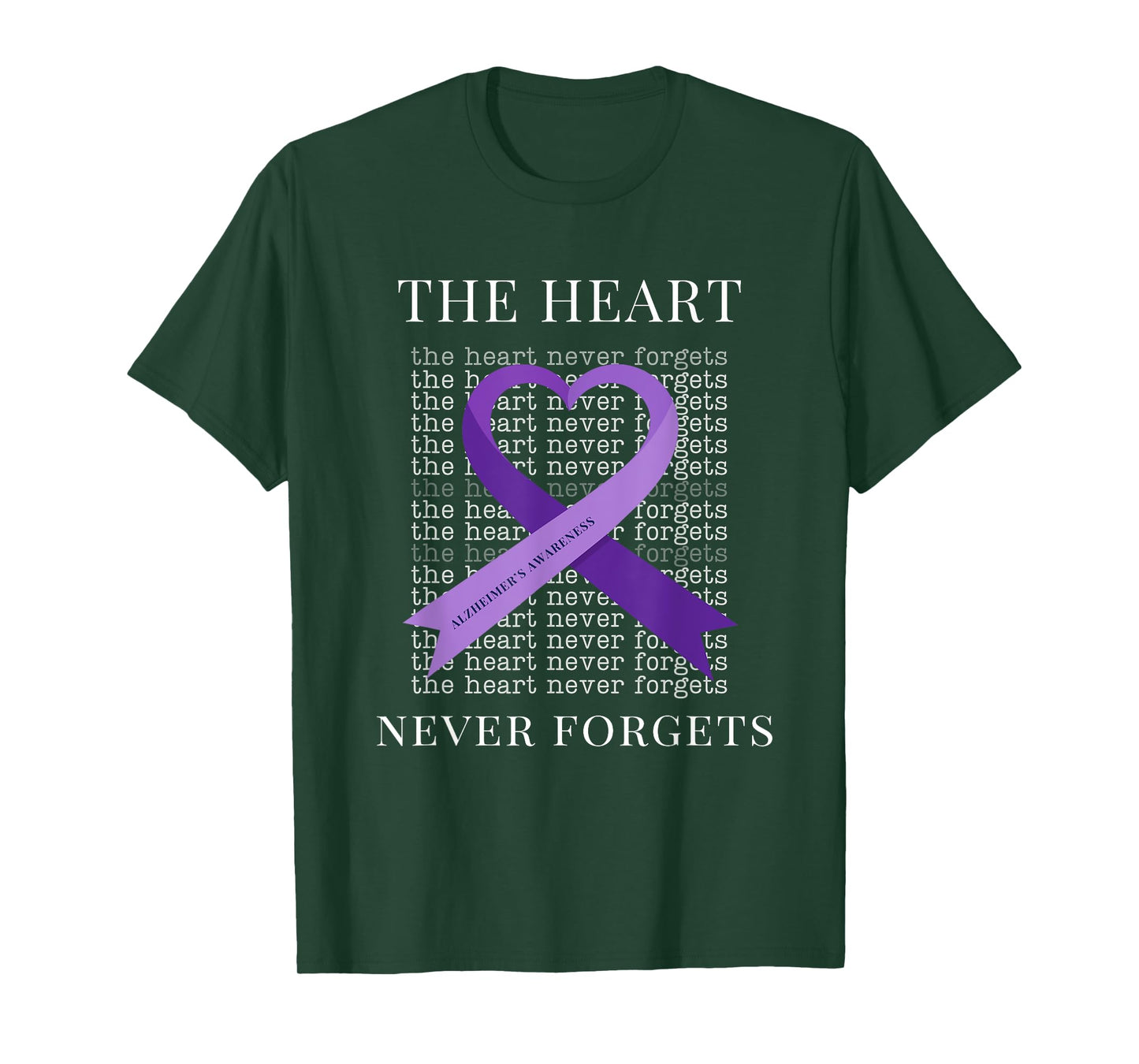 Alzheimer's Awareness The Heart Never Forgets Purple Support T-Shirt