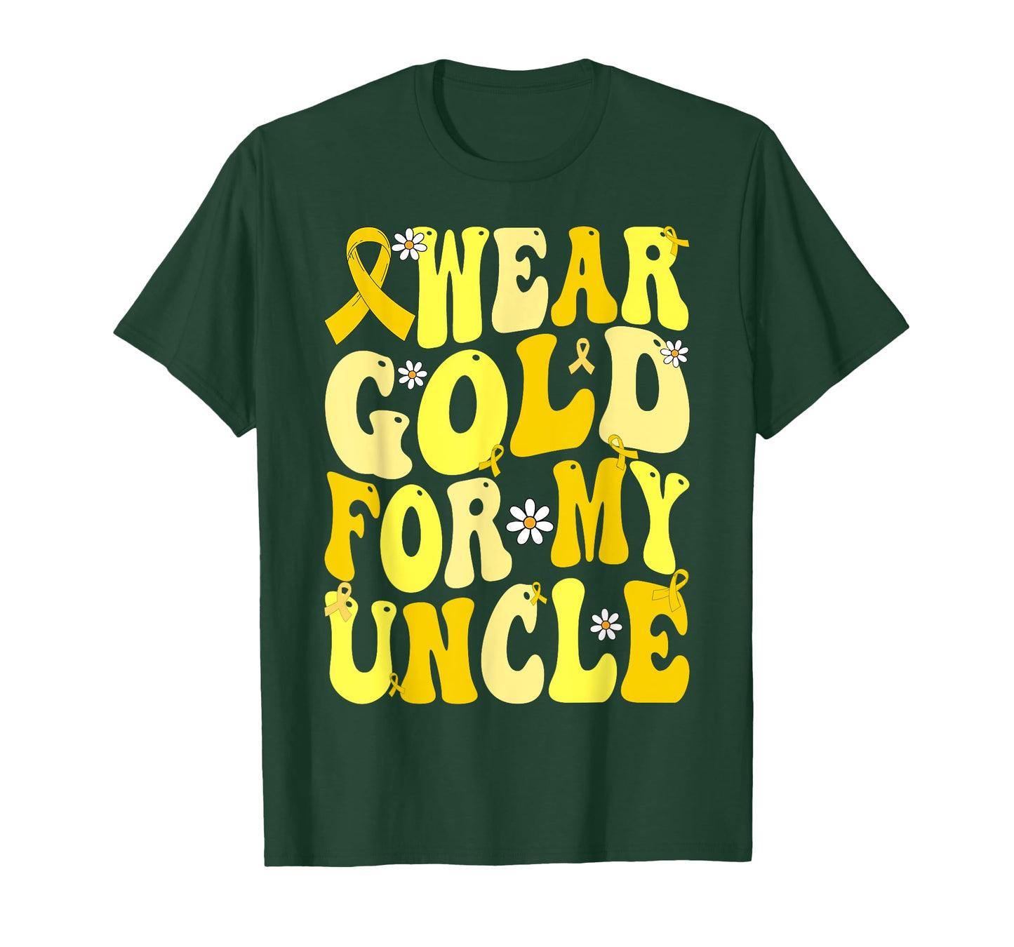 I Wear Gold for My Uncle Ribbon Childhood Cancer Awareness T-Shirt
