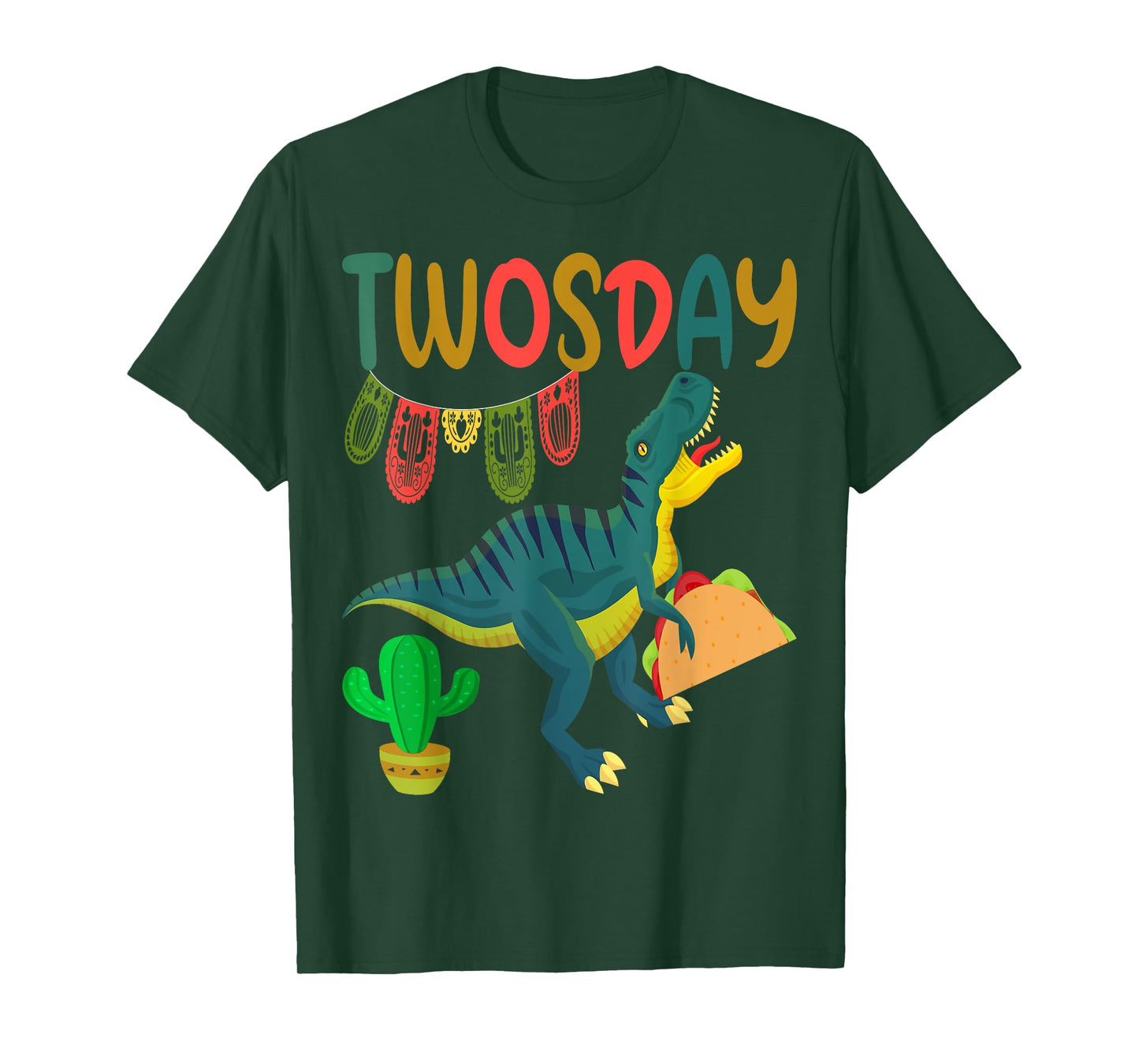 Taco Twosday Toddler Dinosaur 2nd Birthday Cinco De Mayo T-Shirt