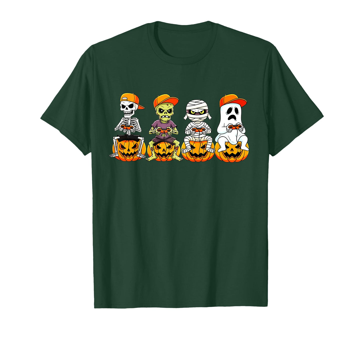 Halloween Skeleton Gamer Video Gaming Boys Men Kids Tees T-Shirt