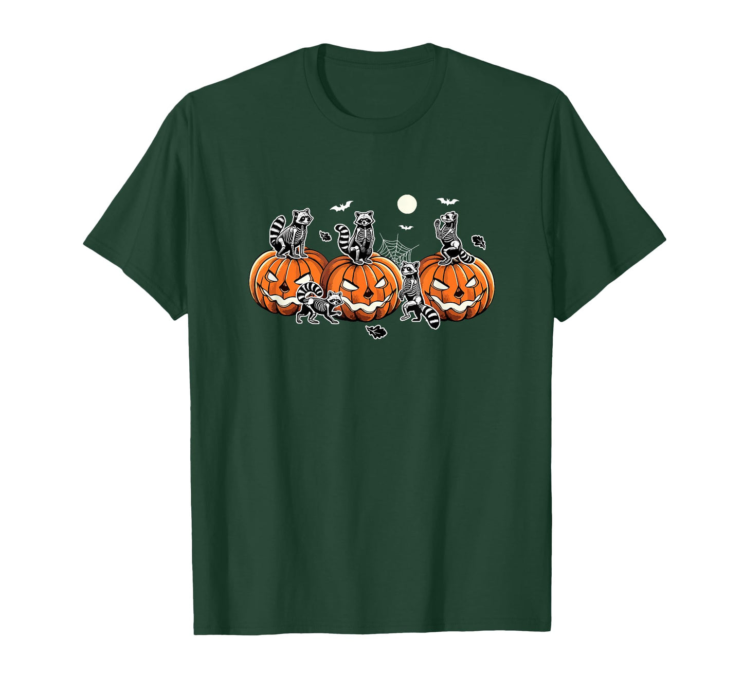 Group Skeleton Raccoons On Carved Pumpkins Halloween Farmer T-Shirt