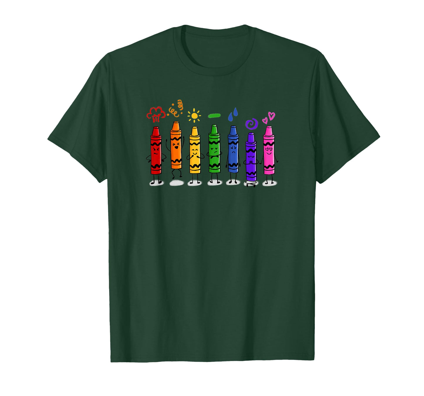 Colorful Color Crayon Attitudes Emotions of the Rainbow T-Shirt