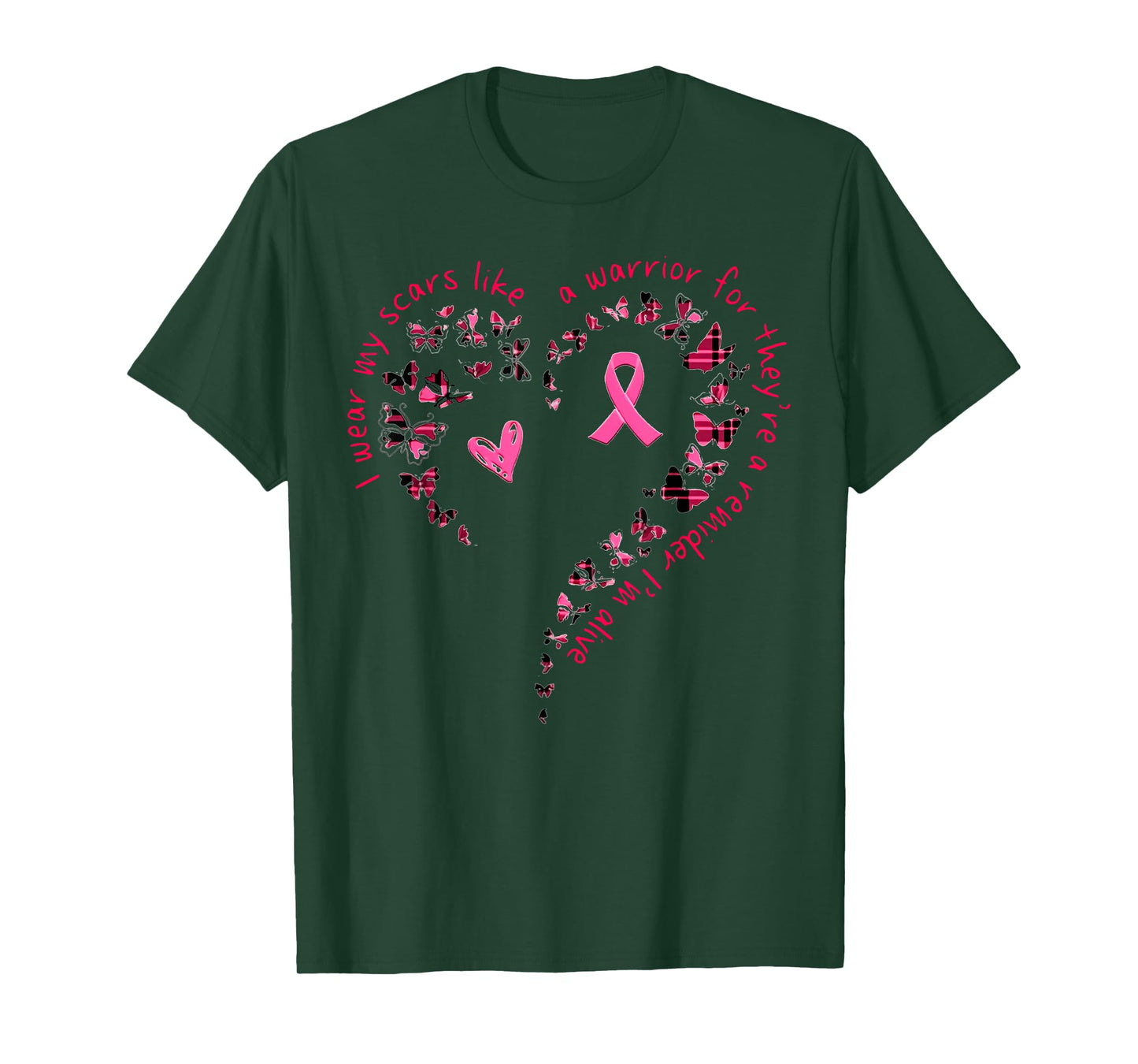 Butterfly Heart I Wear My Scars Like A Warrior Breast Cancer T-Shirt