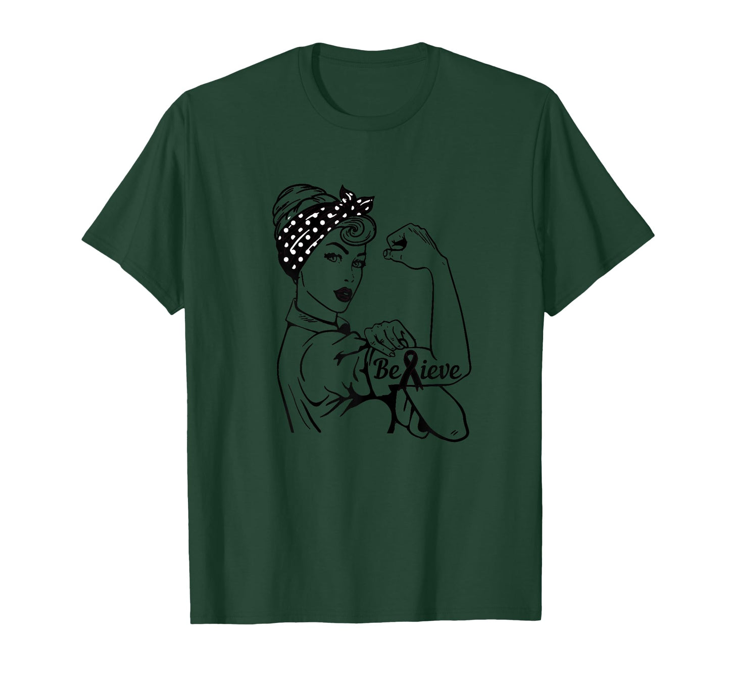Melanoma Skin Cancer Awareness Month Woman Black Ribbon T-Shirt