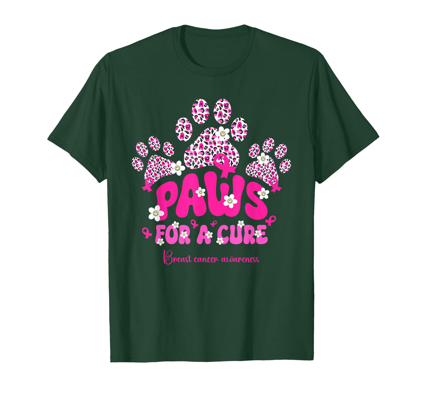 Paws for A Cure Breast Cancer Dog Lover Warrior Dog Paw T-Shirt for Men Women Girls Kids