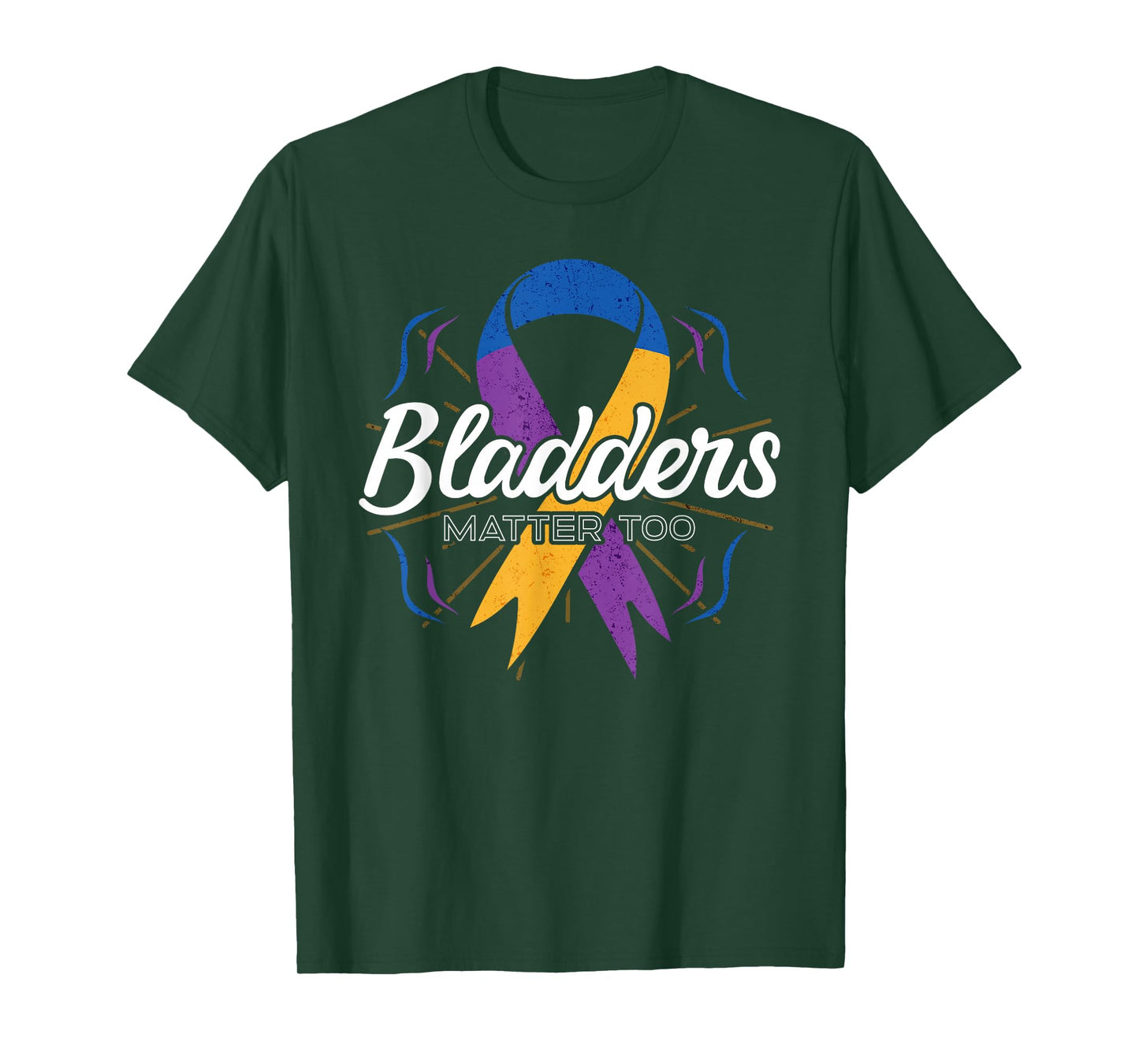 Bladder Cancer Awareness Purple Blue And Yellow Ribbon Gift T-Shirt