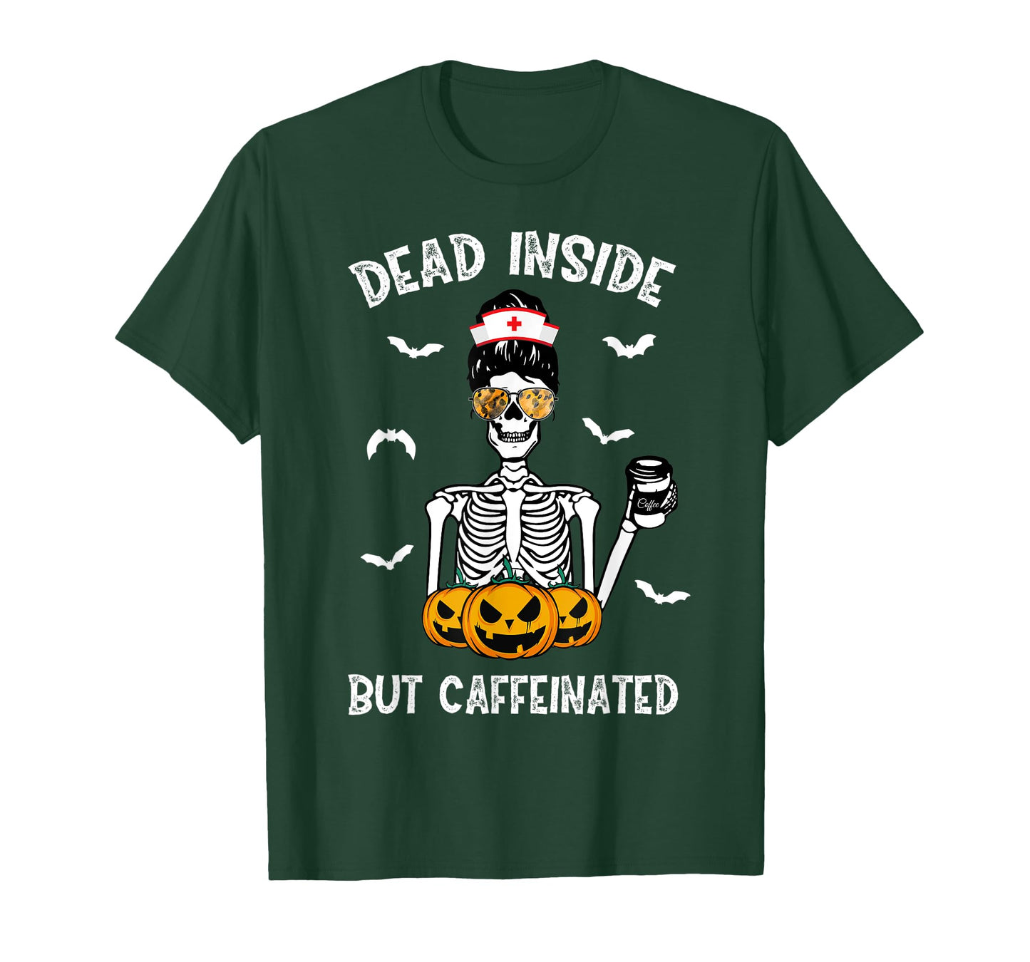 Dead Inside But Caffeinated ER ICU RN Nurse Coffee Halloween T-Shirt