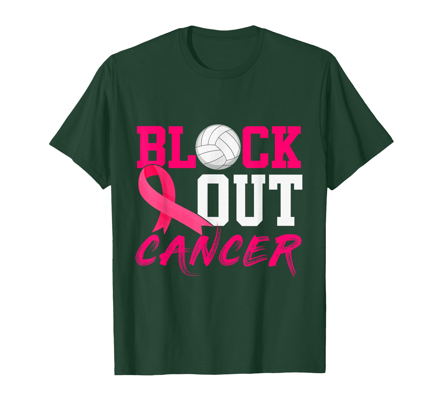 Volleyball Breast Cancer Awareness Block Out Cancer T-Shirt