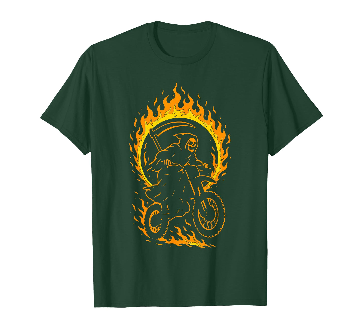 Grim Reaper Skeleton Motocross Dirt Bike Rider Halloween T-Shirt