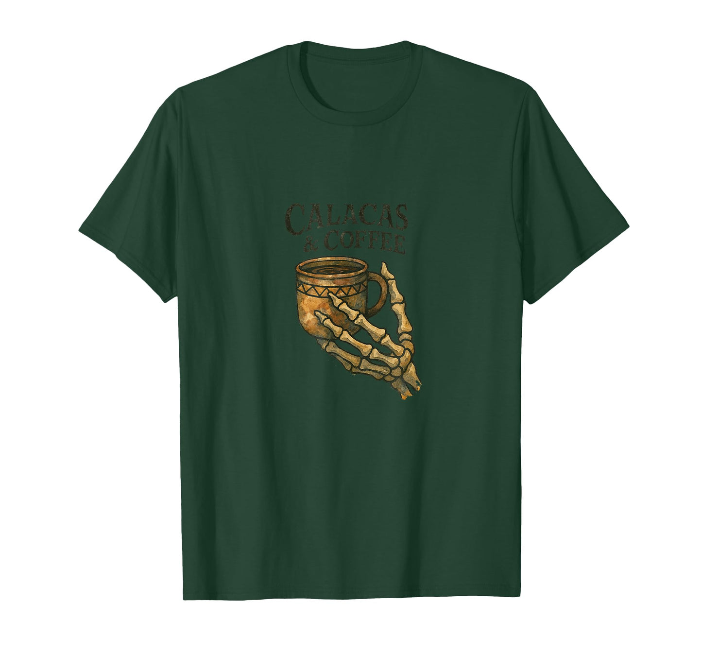 Calacas and Coffee Skeleton Halloween Day Dead Design T-Shirt