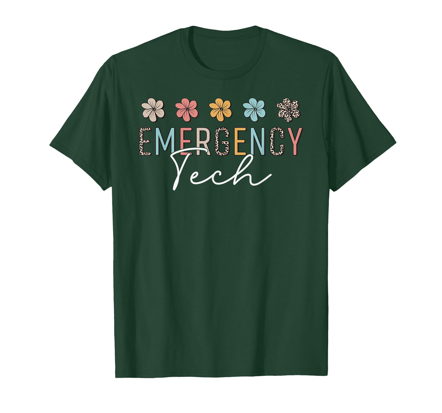 ER Tech Emergency Department Technician ED Room Floral Cute T-Shirt