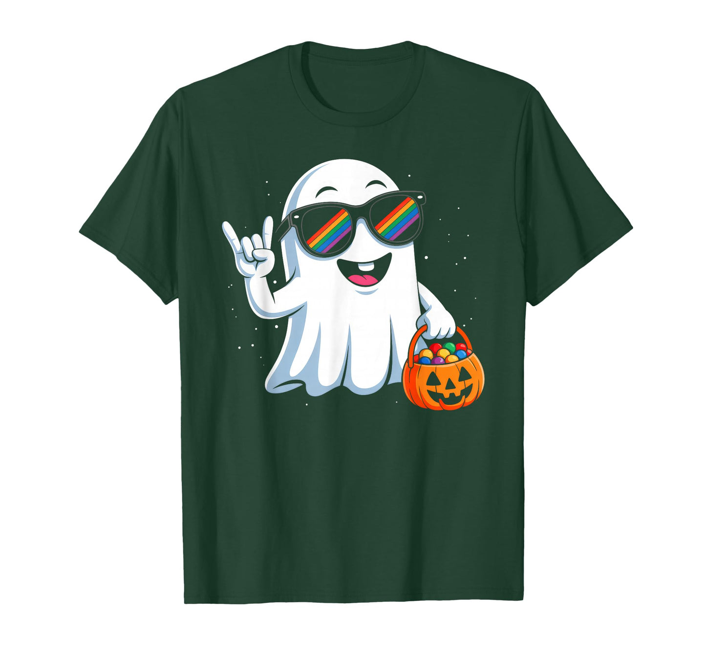 Retro Halloween Rock Ghost Pumpkin Costume Boys Girls Kids T-Shirt