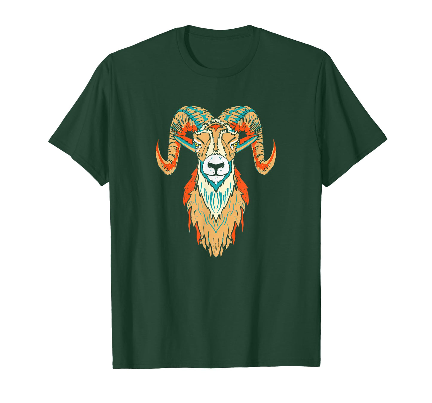 Artistic Big Horn Sheep Ram Head 80s Vibe Sketch Graphic T-Shirt