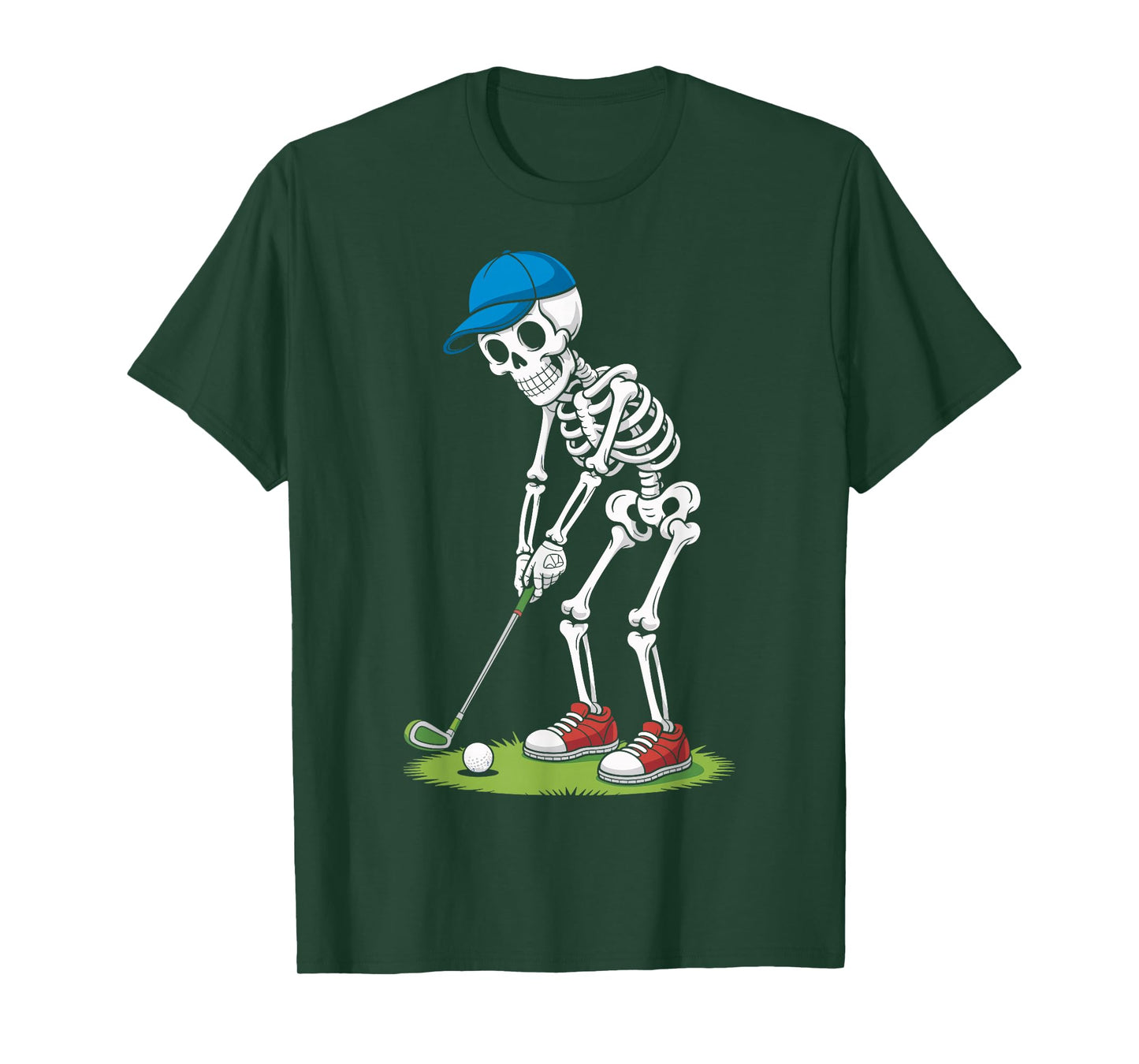 Skeleton Golf Halloween Golfer Golfing Costume Men Dad Boys T-Shirt