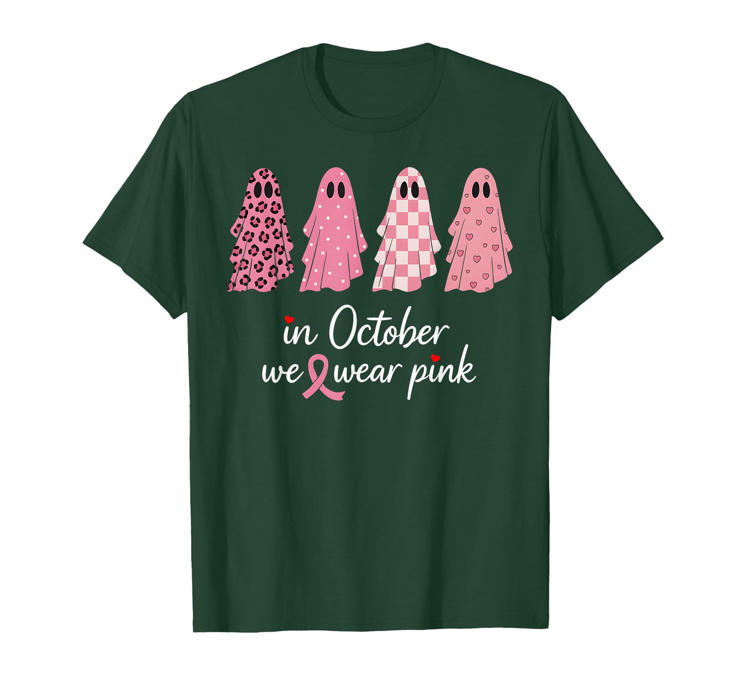 In October We Wear Pink Breast Cancer Awareness Halloween T-Shirt