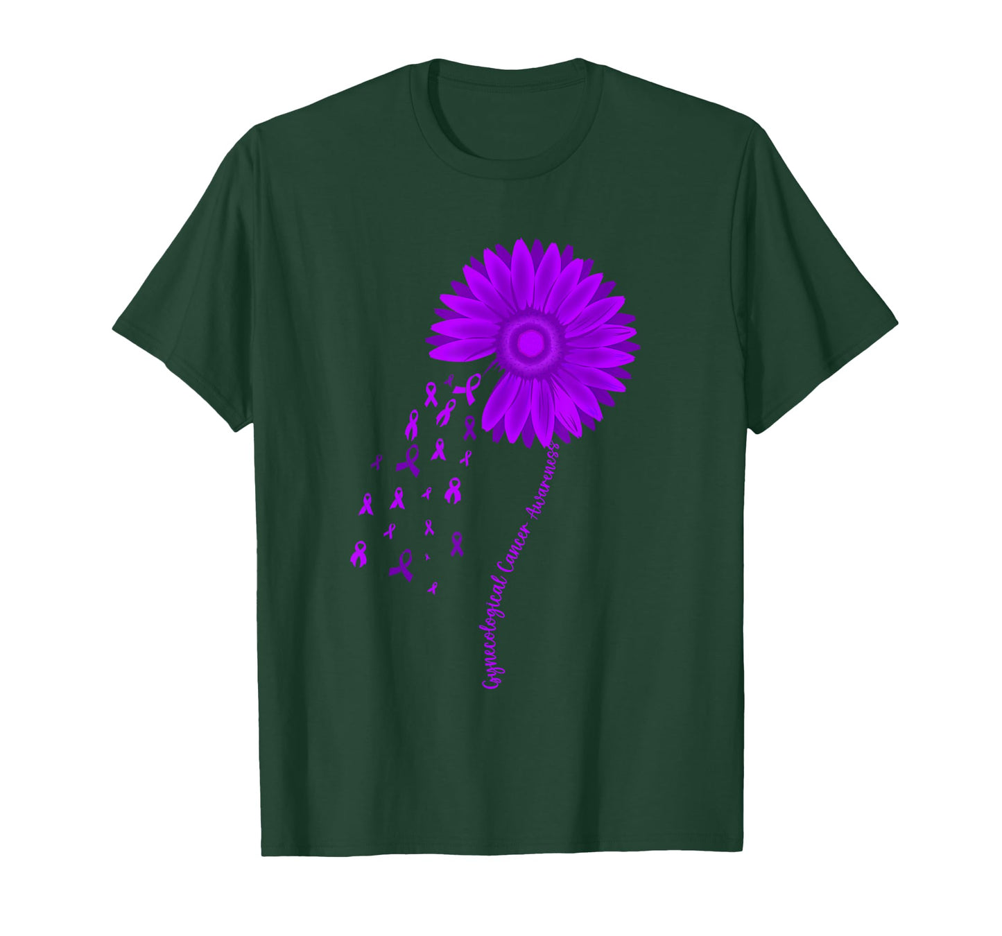 Gynecological Cancer Awareness Month Purple Ribbon Sunflower T-Shirt