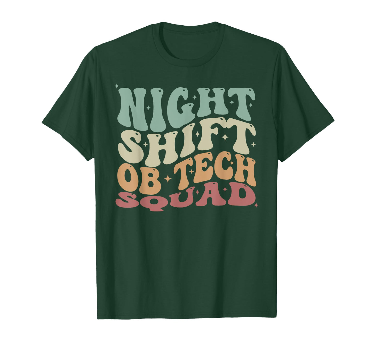 Groovy Night Shift OB Tech Squad Obstetrics Technician T-Shirt