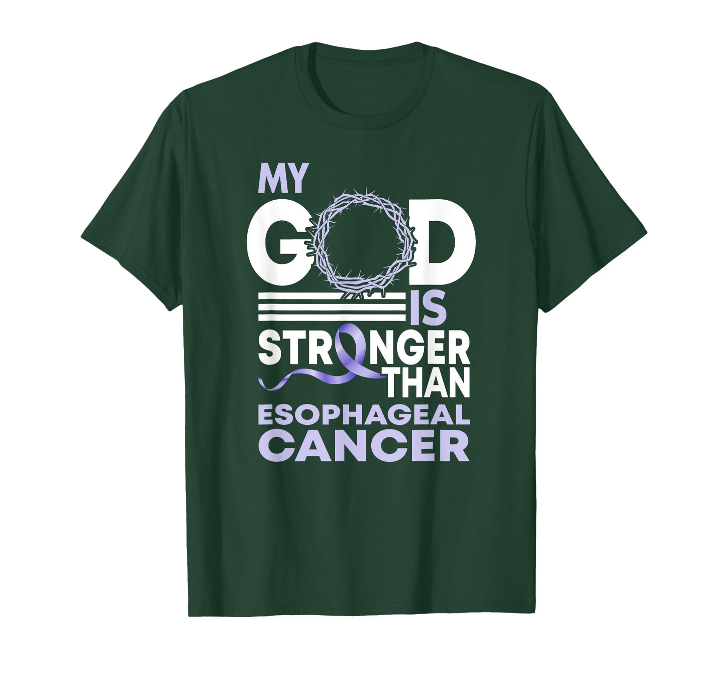 My God Is Stronger Than Esophageal Cancer Awareness Ribbon T-Shirt