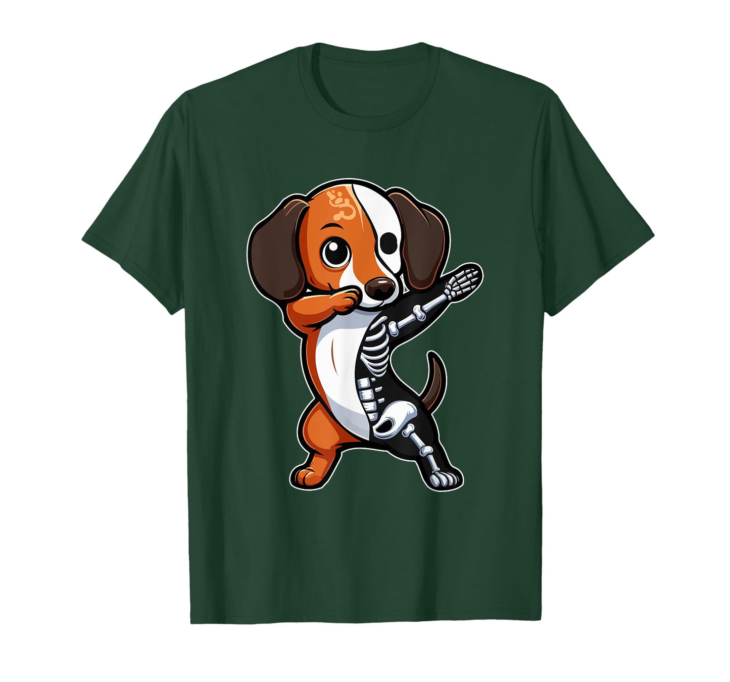 Dabbing Dachshund Half Skeleton Halloween Costume Owner T-Shirt