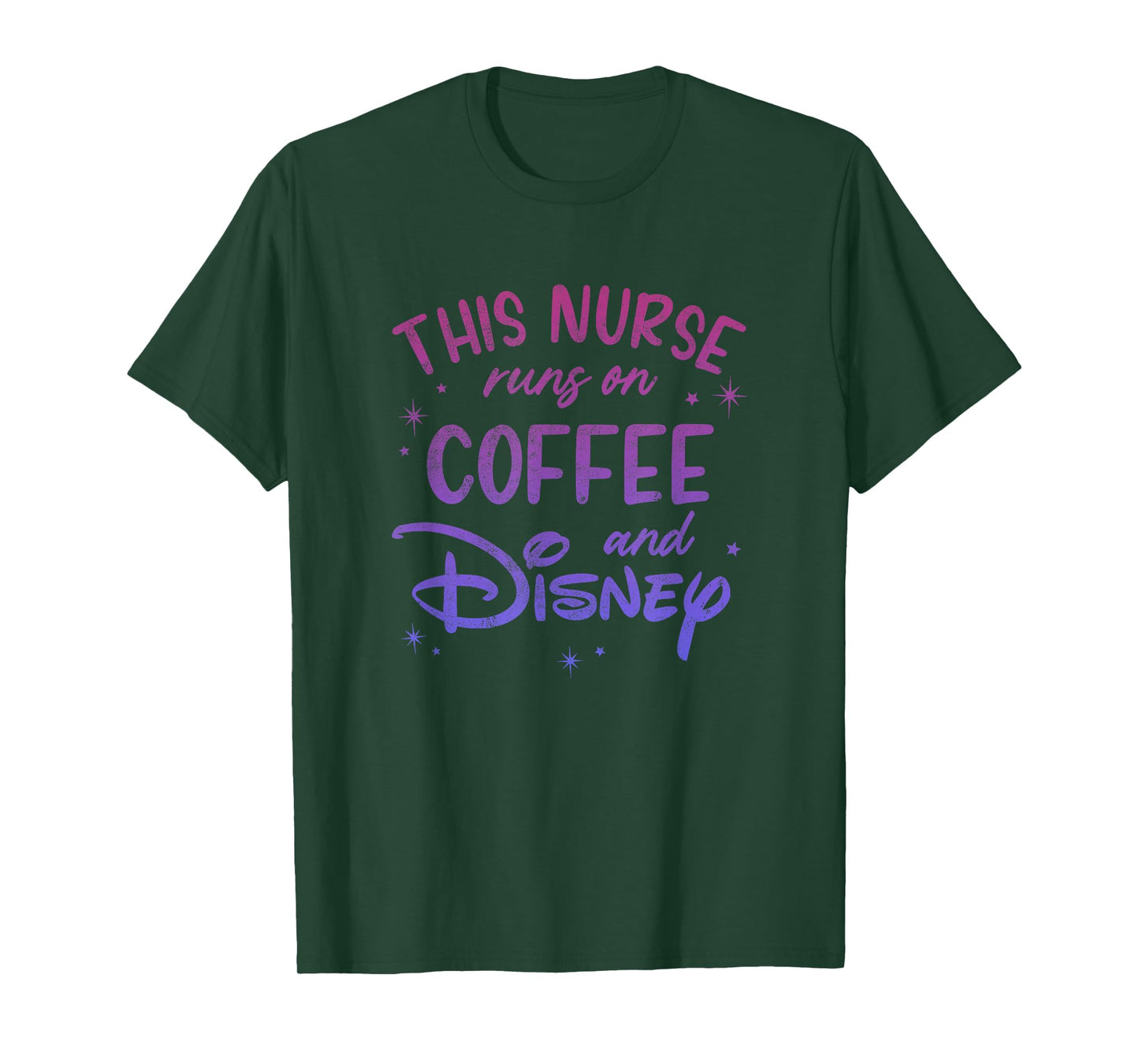 Disney This Nurse Runs On Coffee And Disney Gradient Logo T-Shirt
