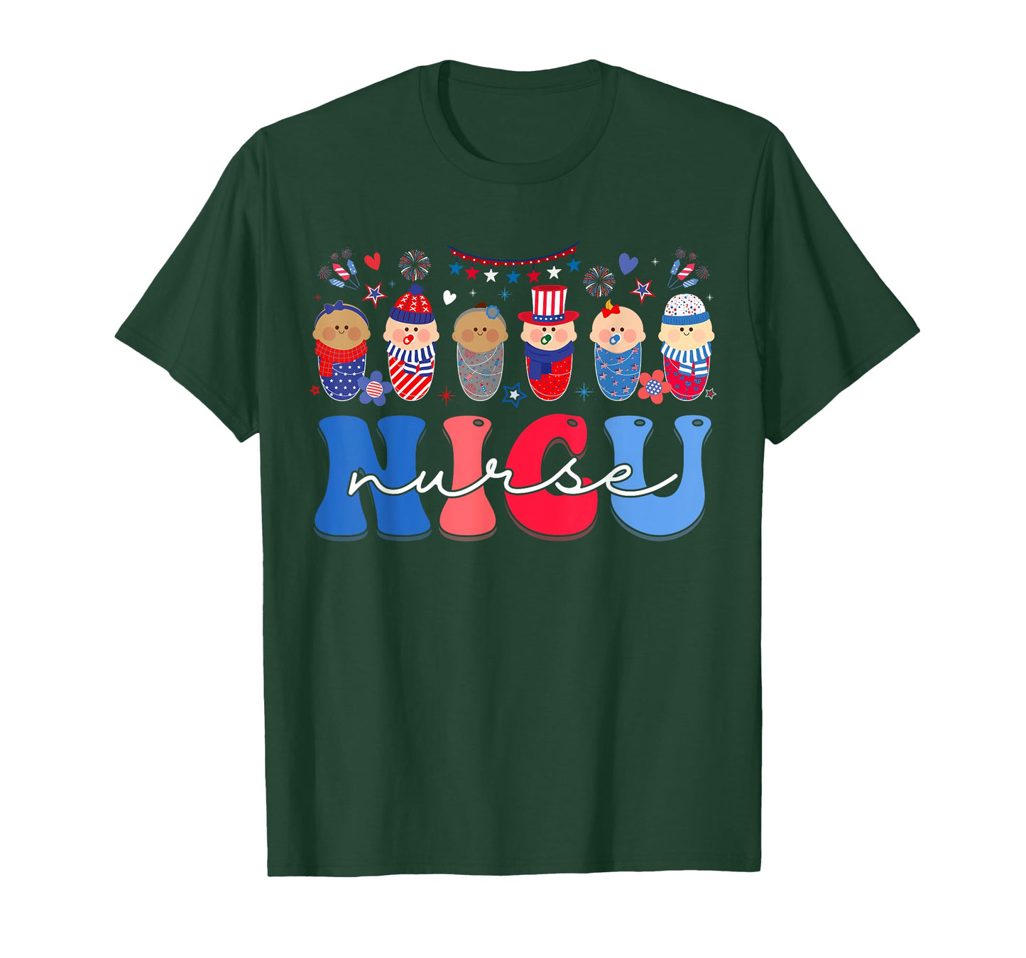 NICU Nurse Neonatal Intensive Care Unit Nurse 4th Of July T-Shirt for Women Men