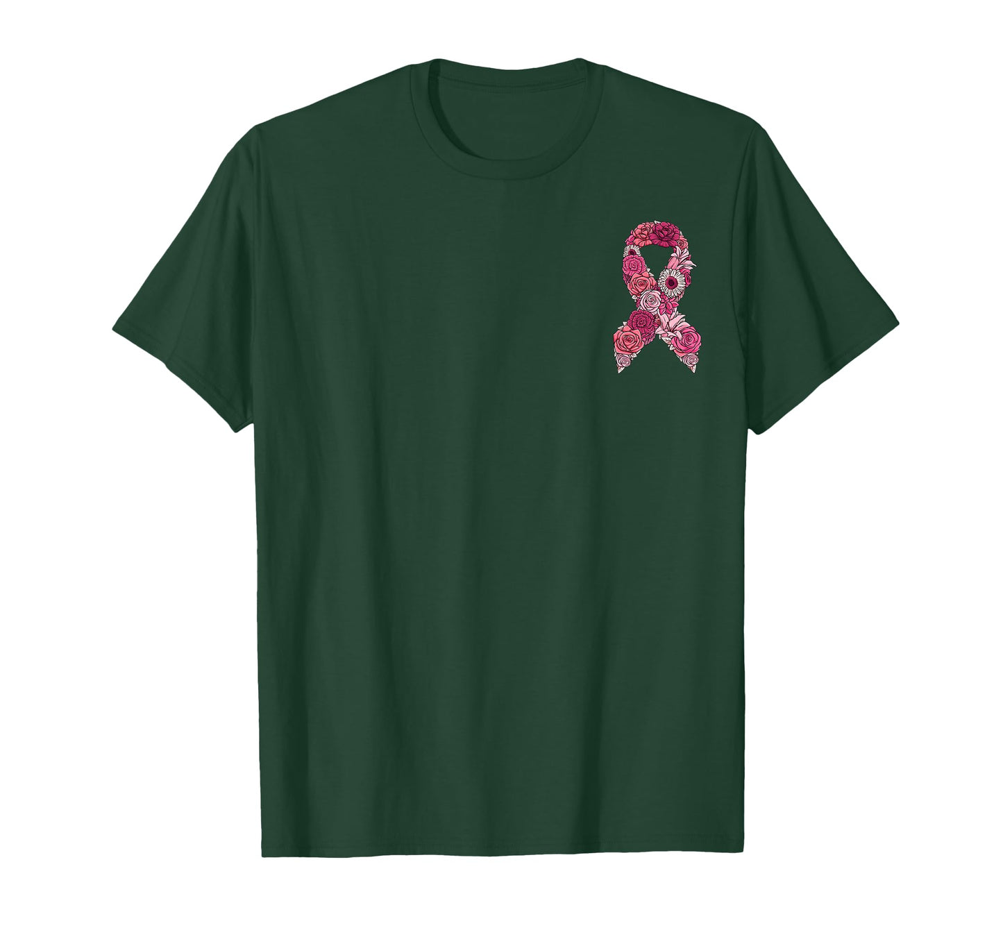 Pink Ribbon with Flowers Breast Cancer Awareness T-Shirt