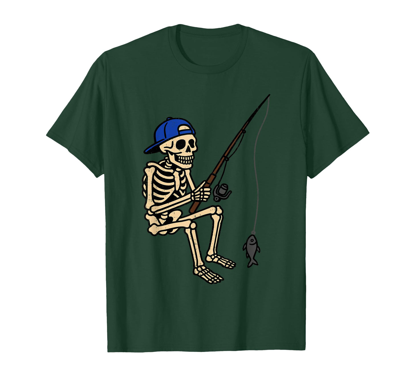 Skeleton Fishing Halloween Costume Spooky Fisherman Anglers T-Shirt