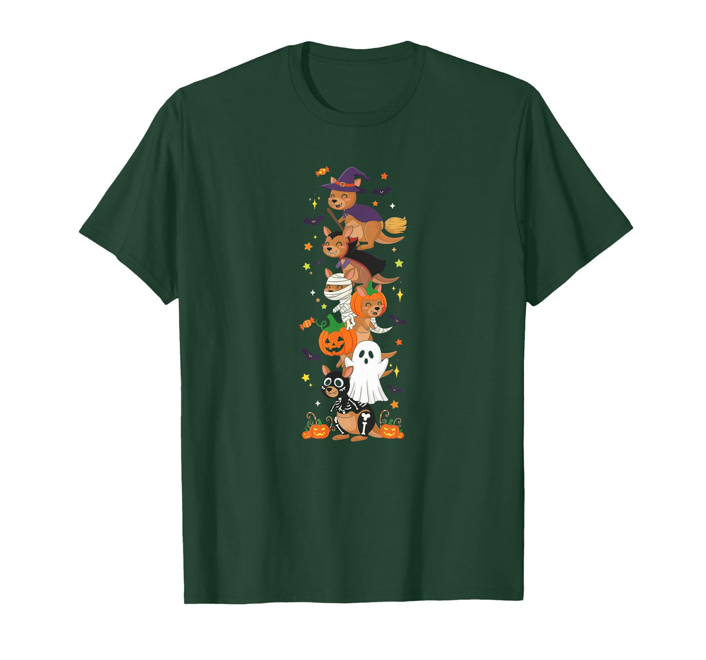 Kangaroo Witch Vampire Ghost Halloween Kids Mens Womens T-Shirt