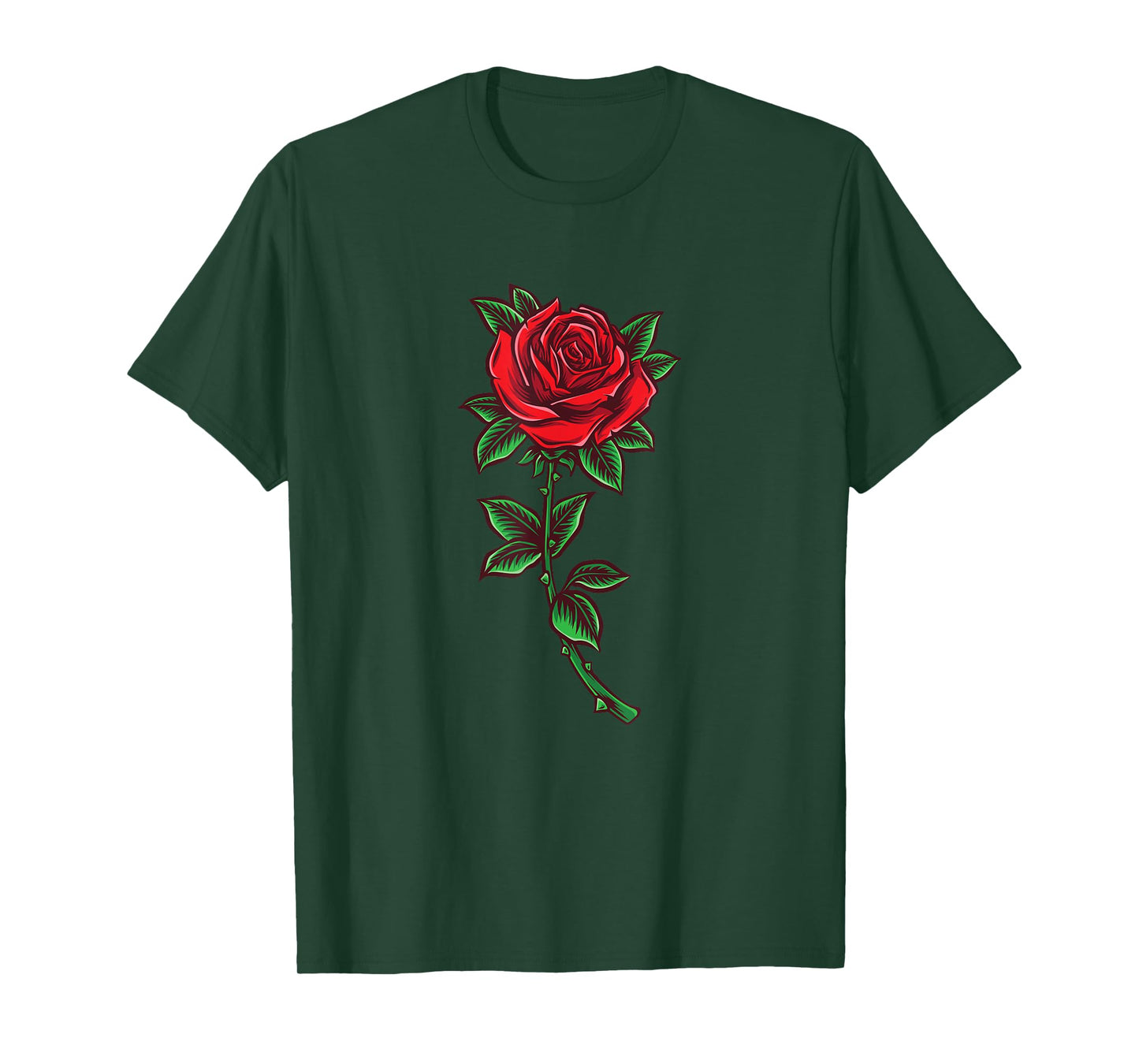 Single Red Rose Flower Romantic Love T-Shirt