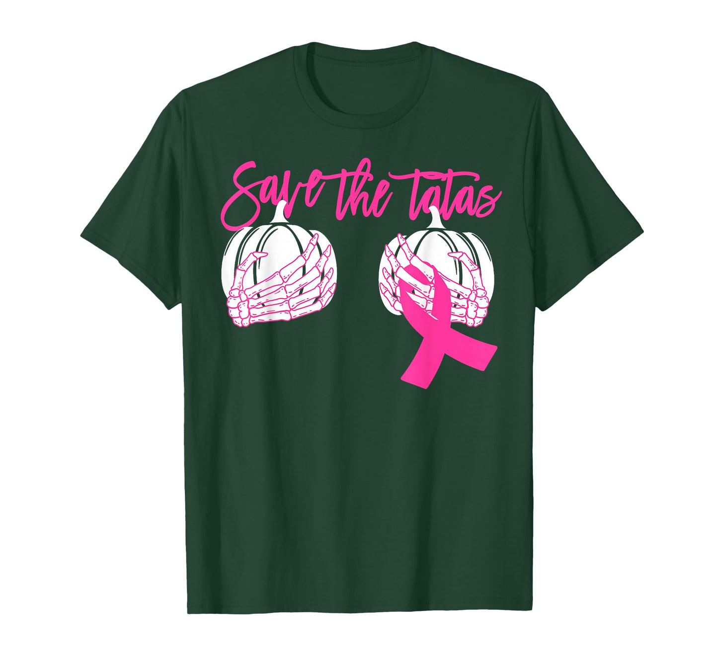 Save The Tatas Pumpkin Women Breast Cancer Awareness T-Shirt
