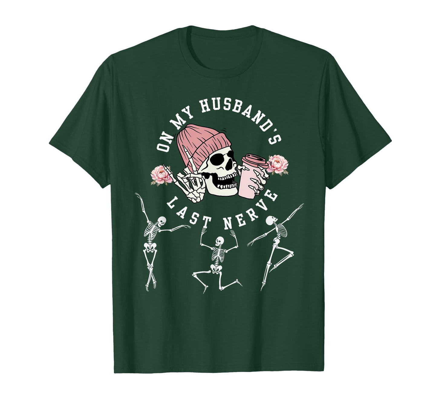 On My Husband's Last Nerve Funny Skeleton Halloween Costume T-Shirt
