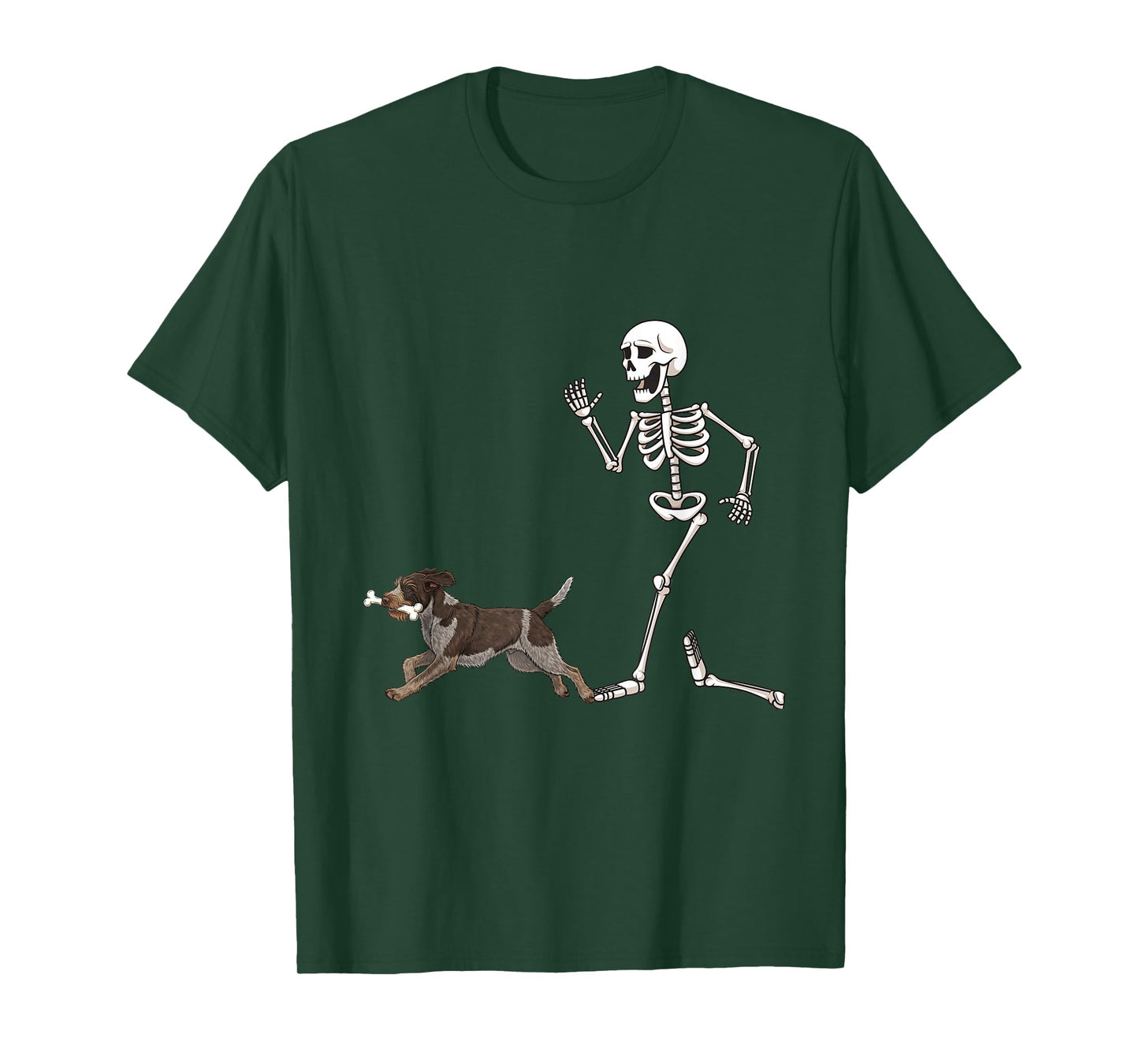 Funny Halloween Wirehaired Pointing Griffon and Skeleton T-Shirt