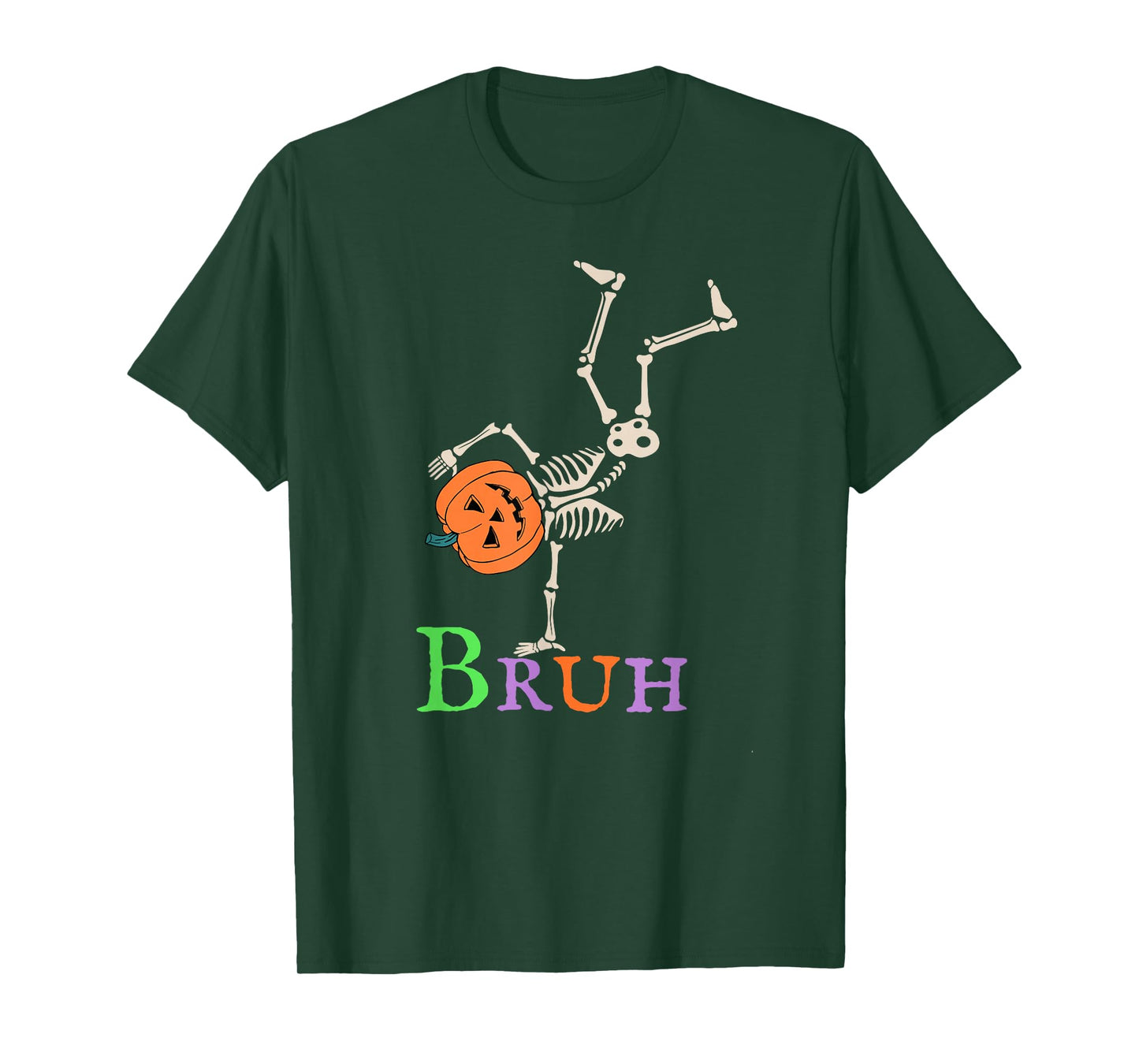 Bruh Skeleton Pumpkin Funny Halloween 2025 Kids Boys Men T-Shirt