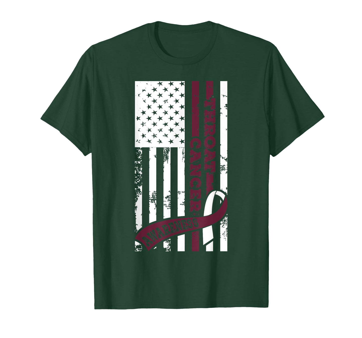 USA Flag Throat Cancer Awareness, Cancer Ribbon T Shirt T-Shirt for Women Kids Men