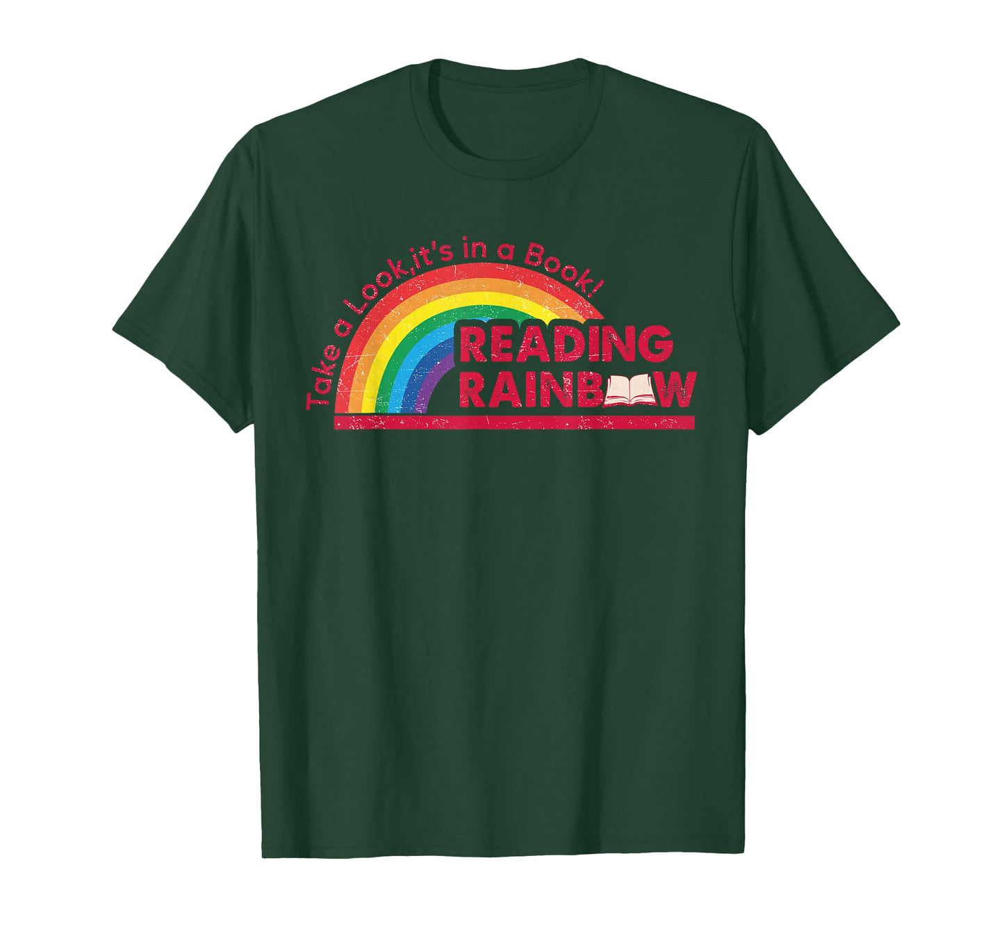Take A Look it's In A Book Reading Book Vintage Rainbow T-Shirt