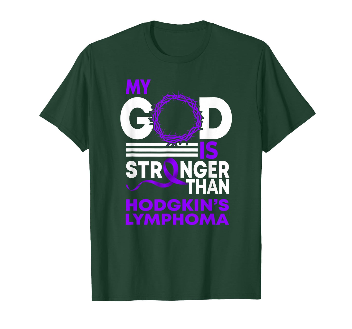 My God Is Stronger Than Hodgkin's Lymphoma Awareness Ribbon T-Shirt