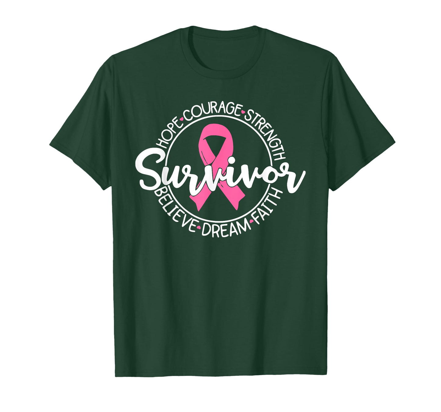 Pink Ribbon Survivor Believe Faith Breast Cancer Awareness T-Shirt