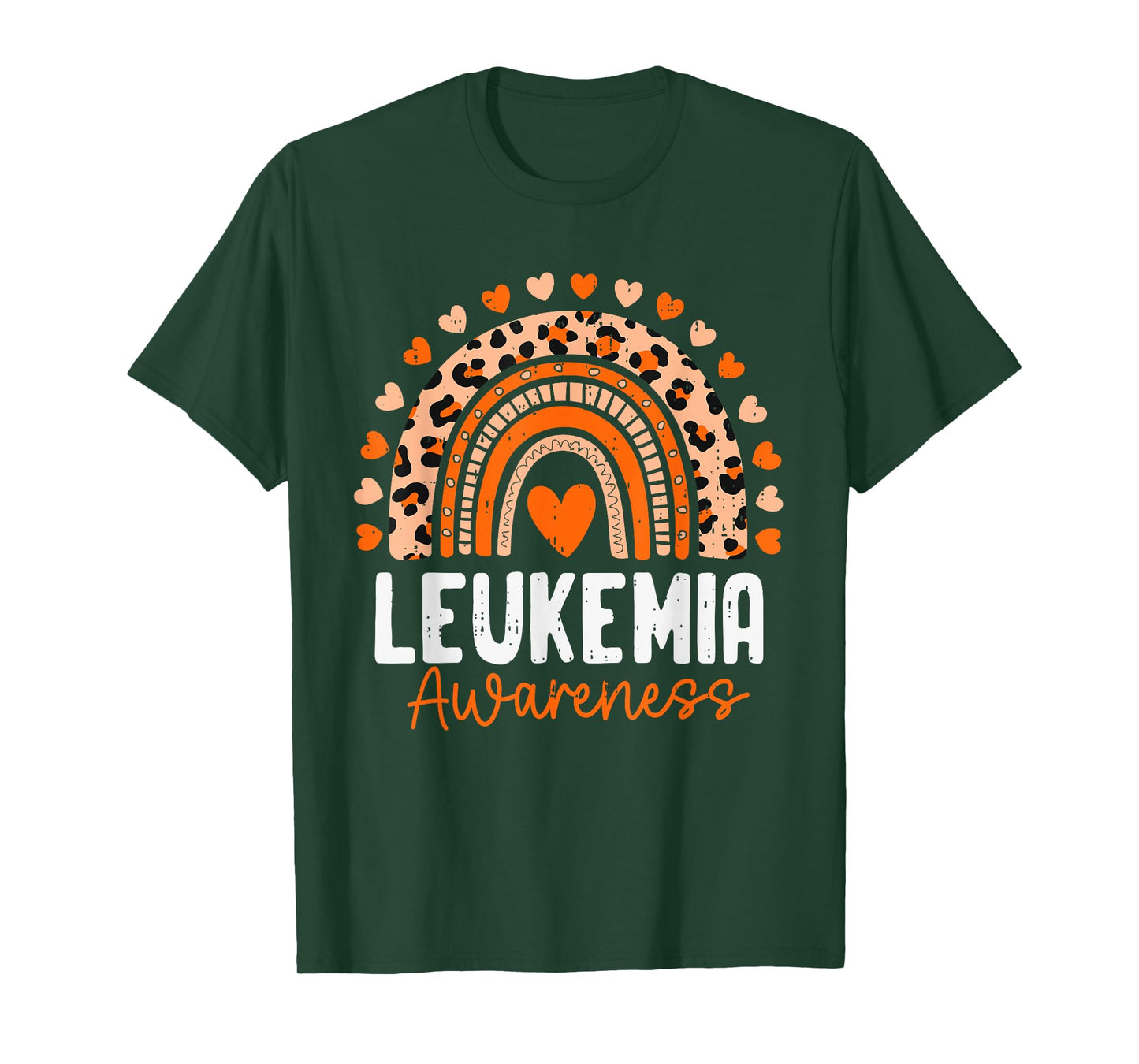 Leukemia Awareness Rainbow Leopard Ribbon Orange Support T-Shirt