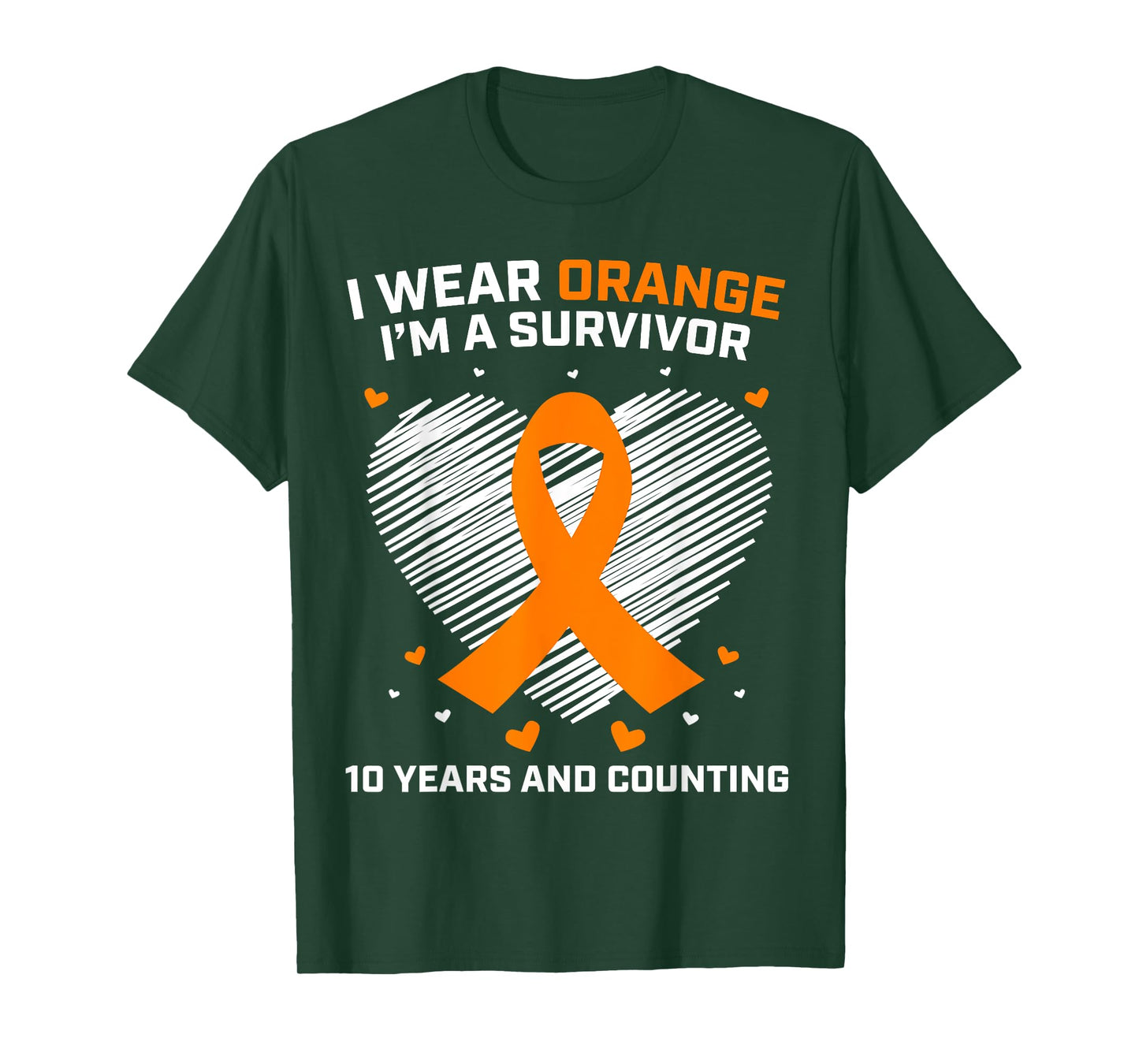 10 Year Cancer Free Leukemia Survivor Gifts Orange Awareness T-Shirt