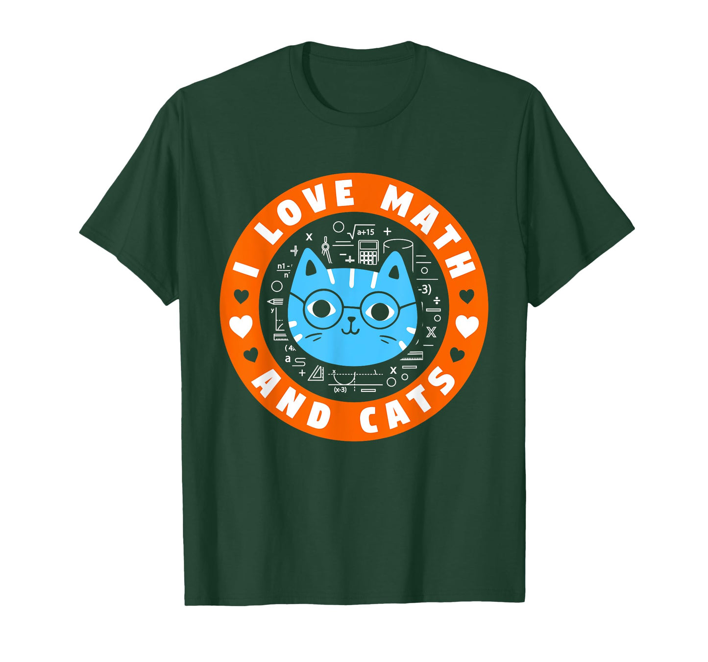I Love Math And Cats Funny Cat Lover Math Teacher T-Shirt