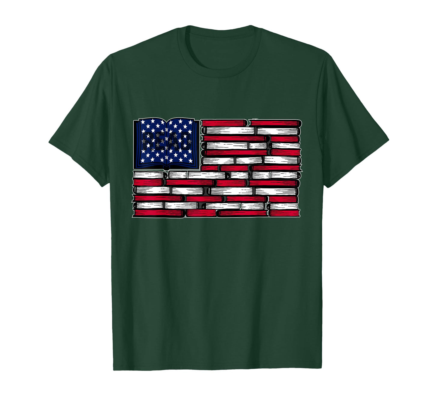 America US Flag Books Library Reading For Book Lover Reader T-Shirt
