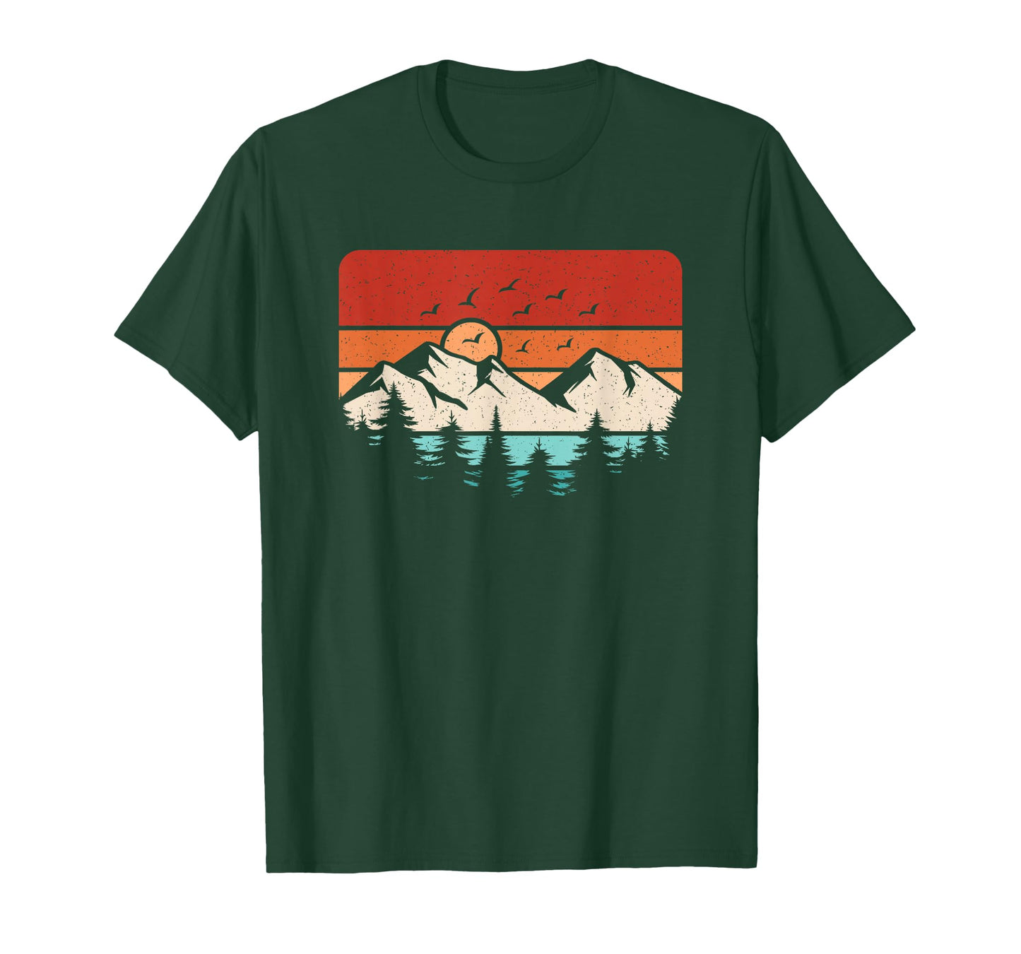 Retro Sunset Mountain Landscape Forest Pine Tree Graphic Men T-Shirt