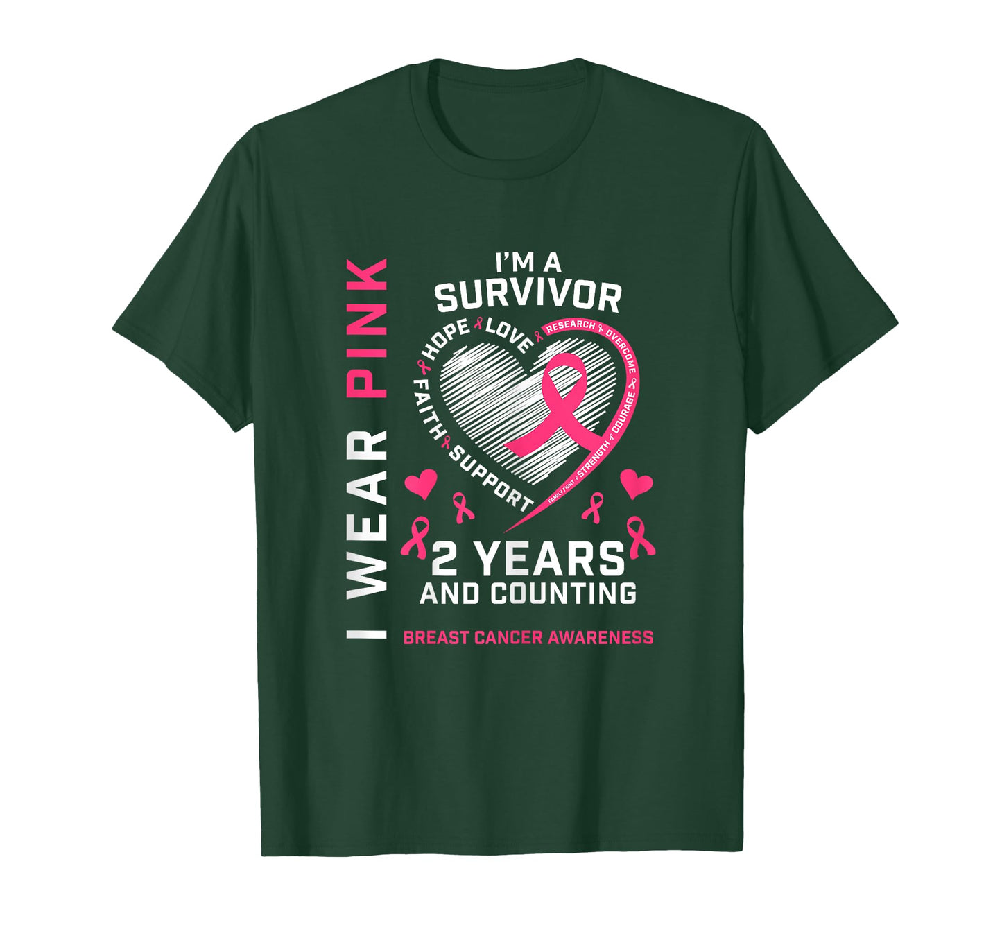 2 Years Cancer Free I Wear Pink I'm A Breast Cancer Survivor T-Shirt