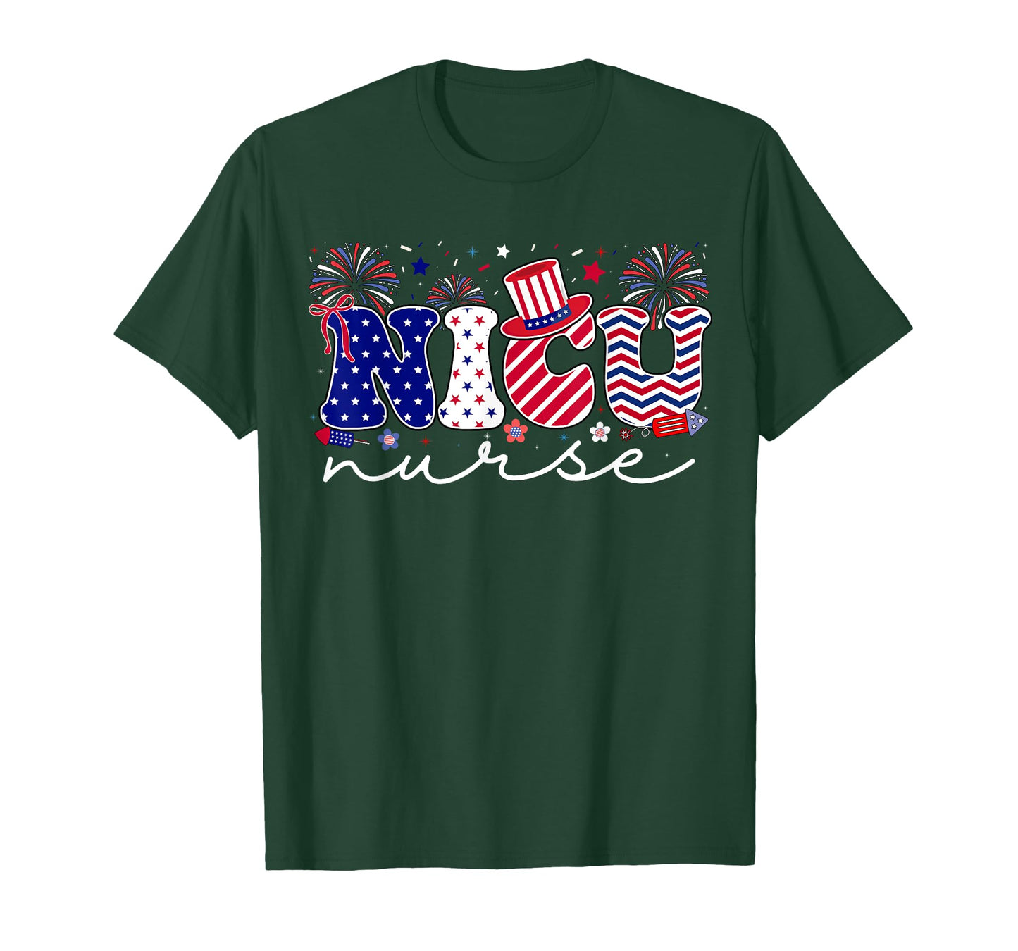 NICU Nurse 4th Of July American Flag Patriotic Nicu Nurse T-Shirt