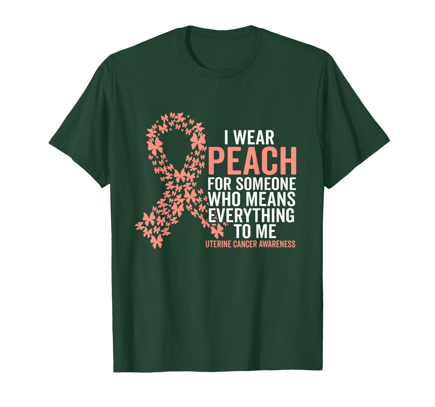 Uterine Cancer Support Squad Family Uterine Peach Ribbon T-Shirt